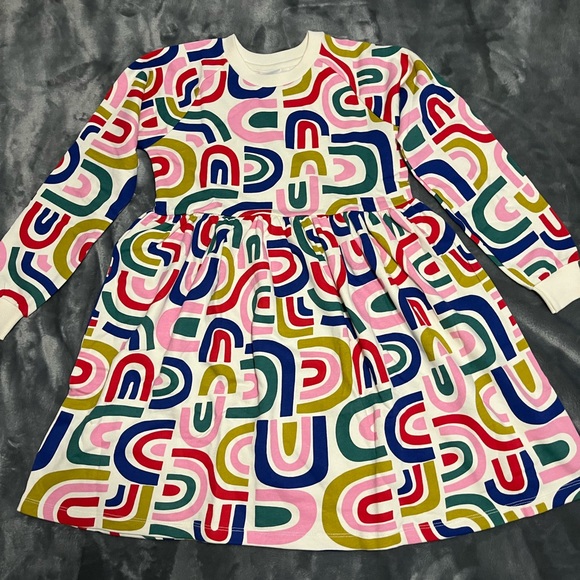 Hanna Andersson Print Knit Dress in French Terry Children Size 12 - Picture 1 of 5